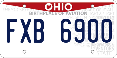 OH license plate FXB6900
