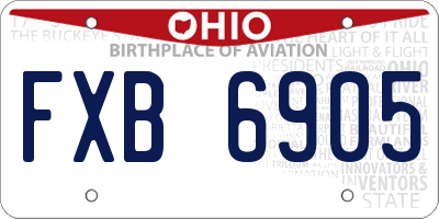 OH license plate FXB6905