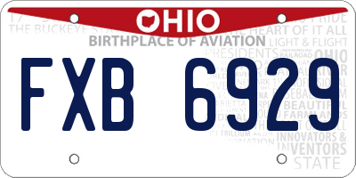 OH license plate FXB6929