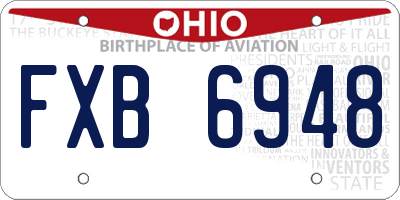 OH license plate FXB6948