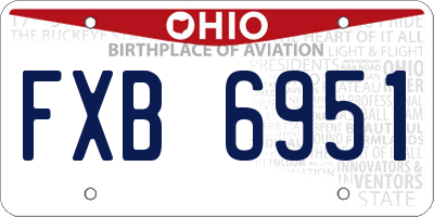 OH license plate FXB6951