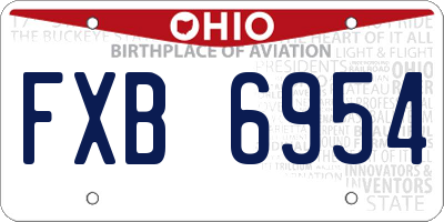 OH license plate FXB6954