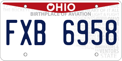 OH license plate FXB6958