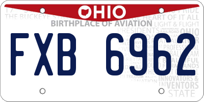 OH license plate FXB6962