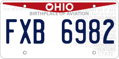 OH license plate FXB6982
