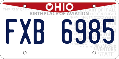 OH license plate FXB6985