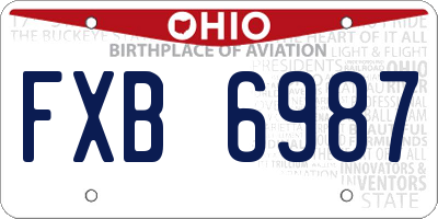 OH license plate FXB6987