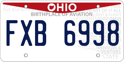 OH license plate FXB6998