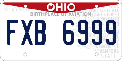 OH license plate FXB6999