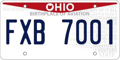 OH license plate FXB7001