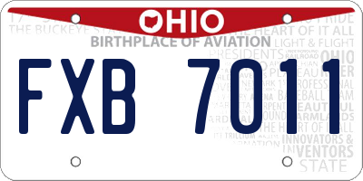 OH license plate FXB7011