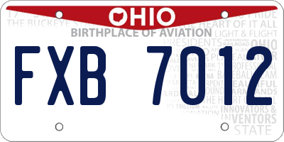 OH license plate FXB7012
