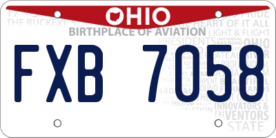 OH license plate FXB7058