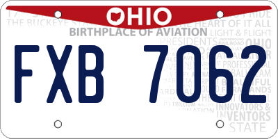 OH license plate FXB7062