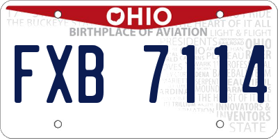 OH license plate FXB7114