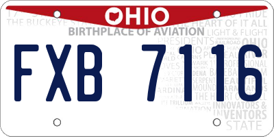 OH license plate FXB7116