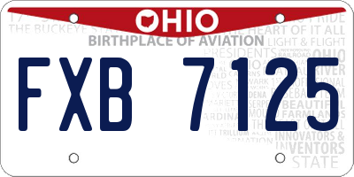 OH license plate FXB7125