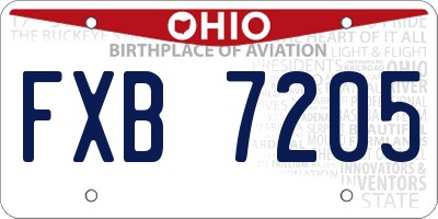 OH license plate FXB7205