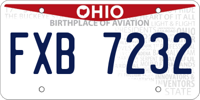 OH license plate FXB7232