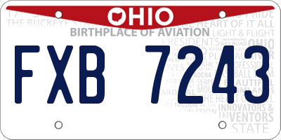OH license plate FXB7243