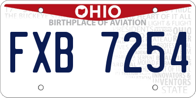 OH license plate FXB7254