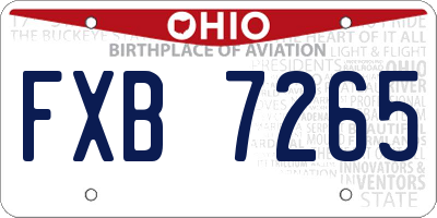 OH license plate FXB7265