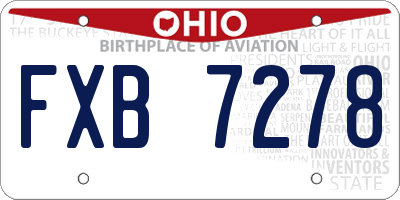 OH license plate FXB7278