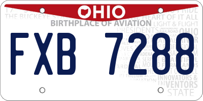 OH license plate FXB7288