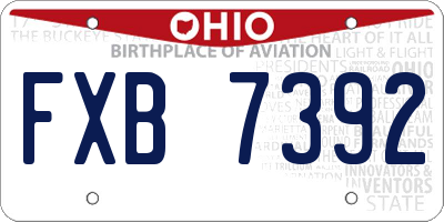 OH license plate FXB7392
