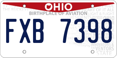 OH license plate FXB7398