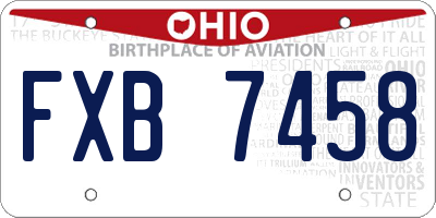 OH license plate FXB7458