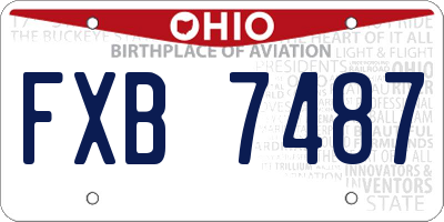 OH license plate FXB7487