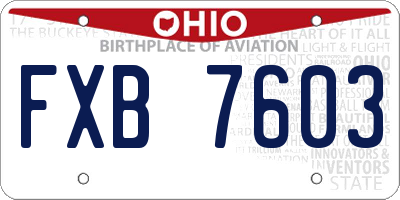 OH license plate FXB7603
