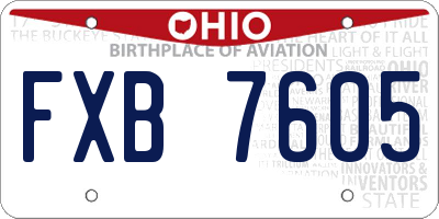 OH license plate FXB7605