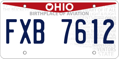 OH license plate FXB7612