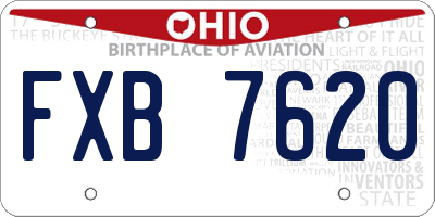 OH license plate FXB7620