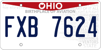 OH license plate FXB7624