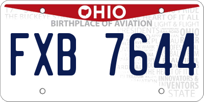 OH license plate FXB7644