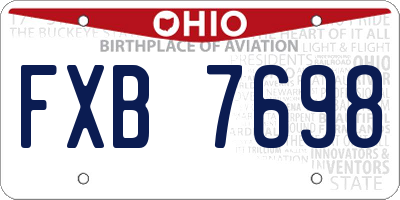 OH license plate FXB7698