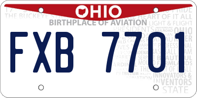 OH license plate FXB7701