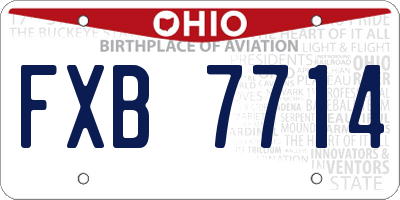 OH license plate FXB7714