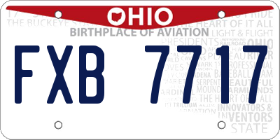 OH license plate FXB7717