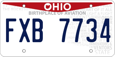 OH license plate FXB7734