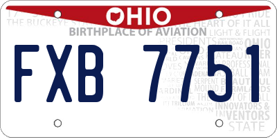 OH license plate FXB7751