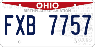 OH license plate FXB7757