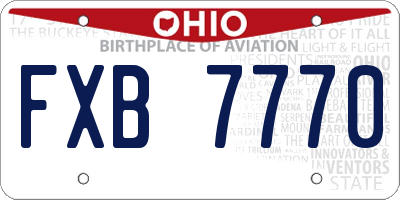 OH license plate FXB7770