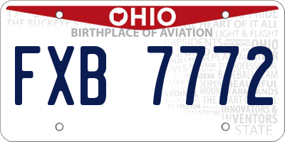 OH license plate FXB7772