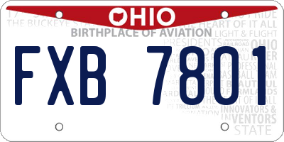 OH license plate FXB7801
