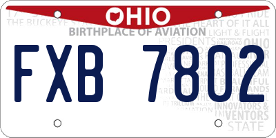 OH license plate FXB7802
