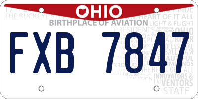 OH license plate FXB7847